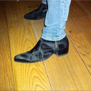 Men’s Calf Hair Boots in Black